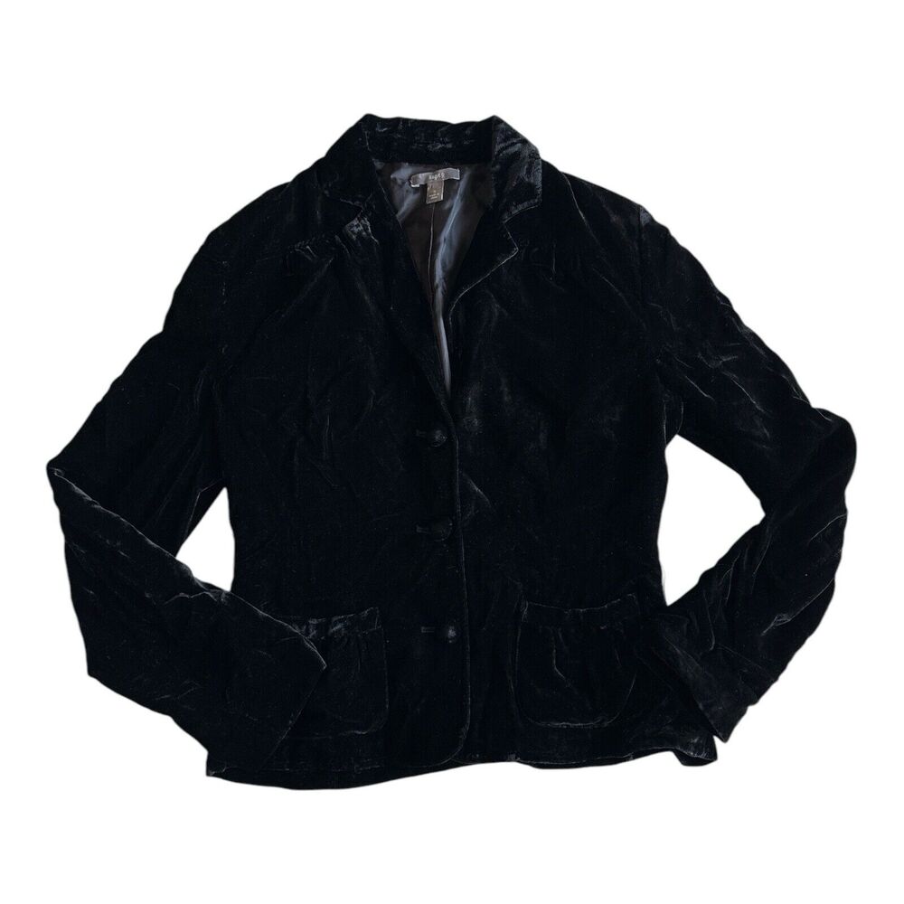 APT 9 Black Velvet Blazer Jacket Size 8 - Womens Coat Buttons Fancy Light Jacket